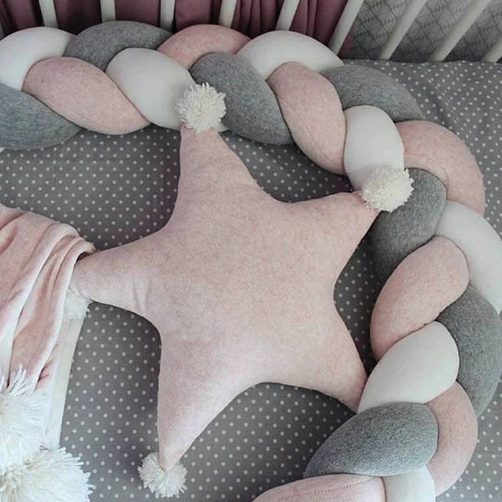 1M/2M/3M/4M Braid Baby Bed Bumper Infant Cradle Cot Protector Plush Pillow Cushion Crib Anti-collision Room Decor Bumper