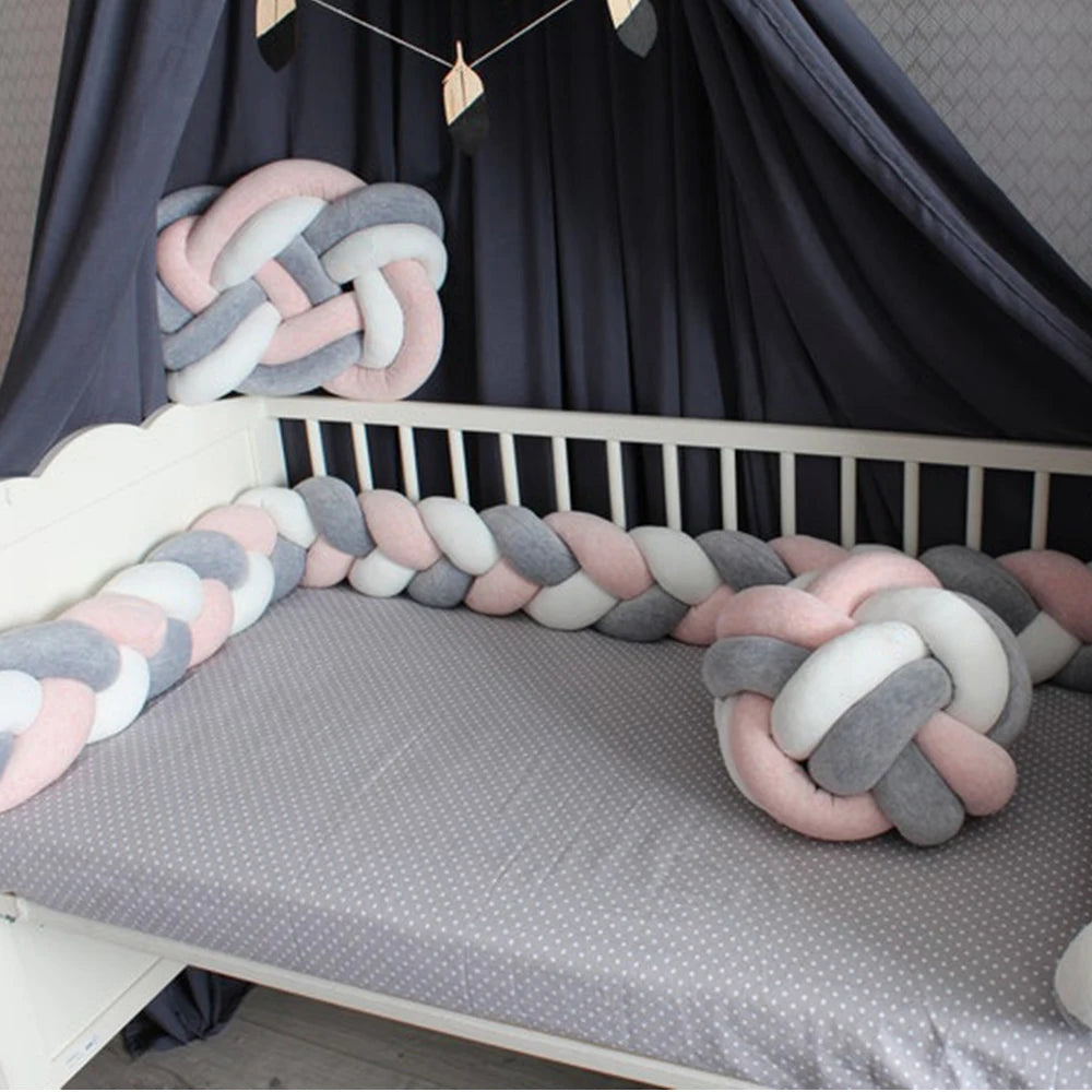1M/2M/3M/4M Braid Baby Bed Bumper Infant Cradle Cot Protector Plush Pillow Cushion Crib Anti-collision Room Decor Bumper