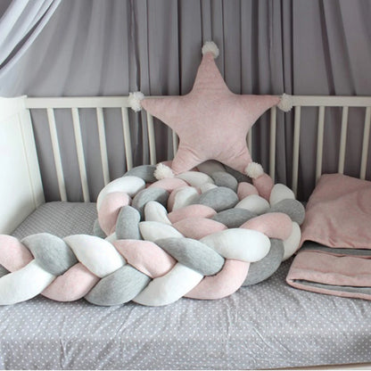 1M/2M/3M/4M Braid Baby Bed Bumper Infant Cradle Cot Protector Plush Pillow Cushion Crib Anti-collision Room Decor Bumper