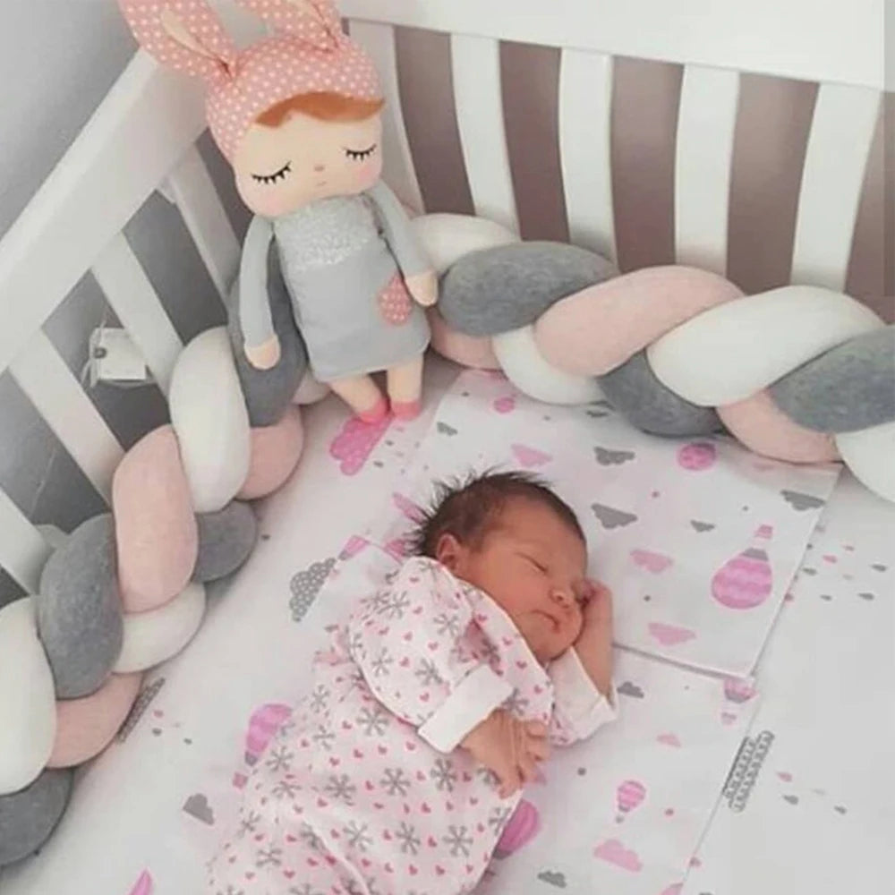 1M/2M/3M/4M Braid Baby Bed Bumper Infant Cradle Cot Protector Plush Pillow Cushion Crib Anti-collision Room Decor Bumper